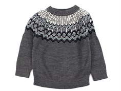 FUB grey melange fair isle sweater merino wool